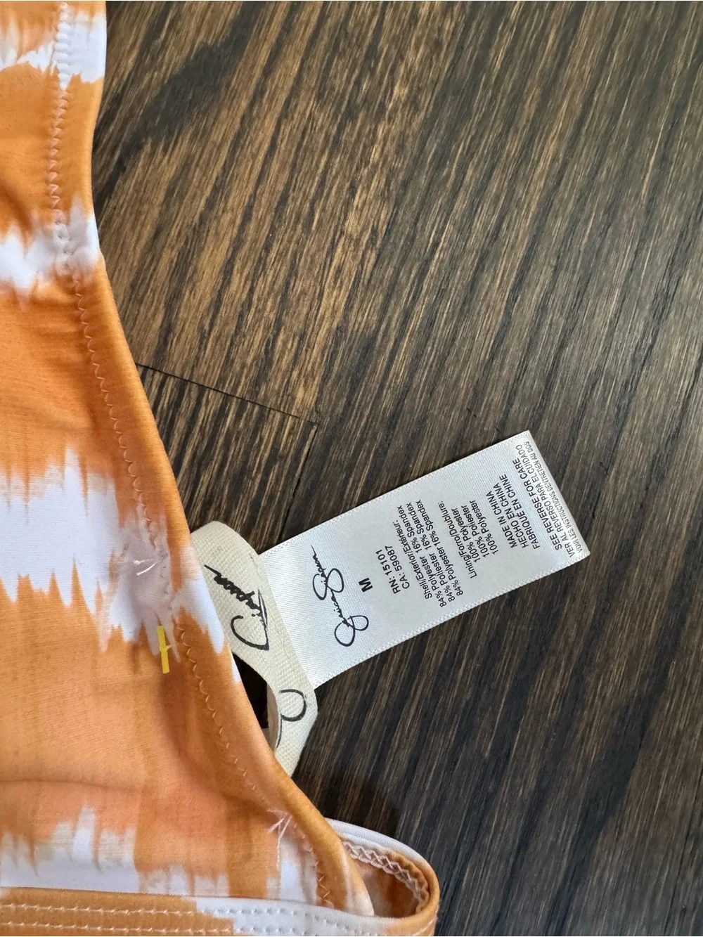 Jessica Simpson Orange and White Tie-Dye Bikini Top